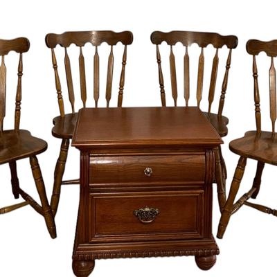 Lexington End Table And Four Sturdy Wood Chairs