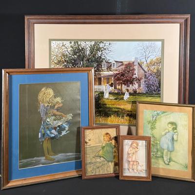 Charming Collection of Artworks, June Dudley Style, "Old Homestead," "The Little Match Girl