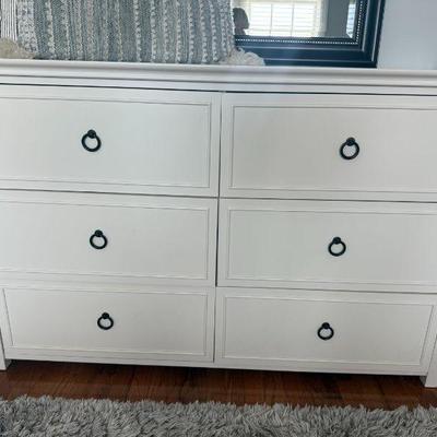 Pottery Barn Evie 6 Drawer Wide Dresser:  56" w x 20" d x 36" high - excellent condition 
