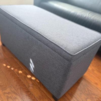 Gray fabric storage bench 