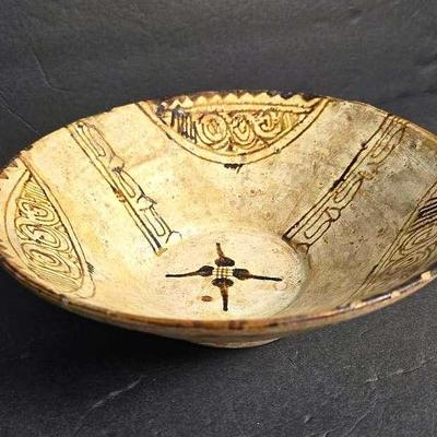 Ancient Islamic Nishapur STYLE Pottery Bowl Ca 1200 AD - 9.5” Diameter, 3.5”h