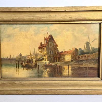 Van Hoom (Ludwig Hermann) 19th Century Dutch Landscape Painting On Board - Framed 15x23.5” 1 Of 2