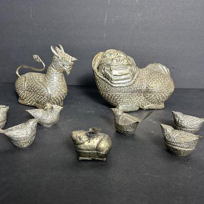 Southeast Asian Metalware Figural Betel Nut Boxes