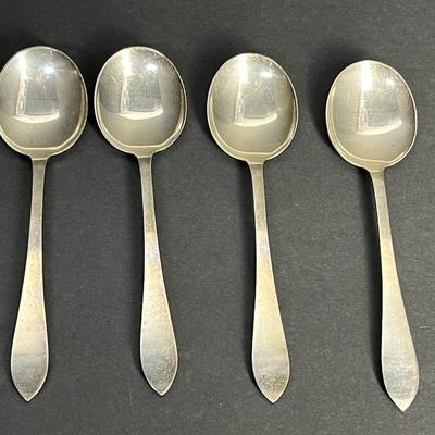 Tiffany “Faneuil” Sterling Silver Flatware: 4 Soup Spoons Lot 1
