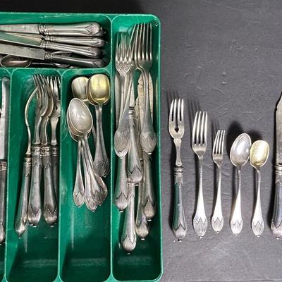 Antique 800 Silver Austrian Flatware Set - Service For 6, 1872  Diana Date Mark