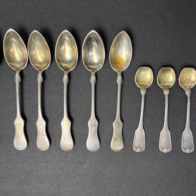 Antique Austrian 800 Silver Teaspoons & Salt Spoons - 1872