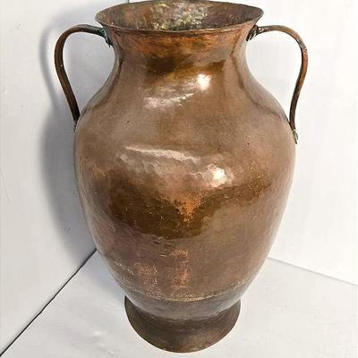 Vintage Large Hand Hammered Copper Vessel with Dovetail Joinery - 18.5"