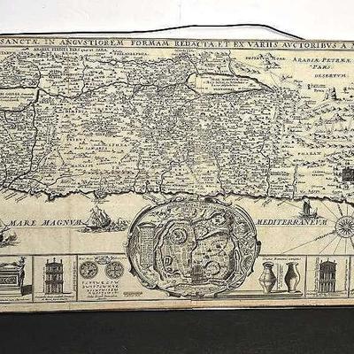 17th Century Map Of The Holy Land By Jacobus Tirinus - 33.5x13”