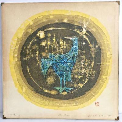 Joichi Hoshi Japanese Signed & Numbered  Print “Blue Bird” - 18.25x18.25”