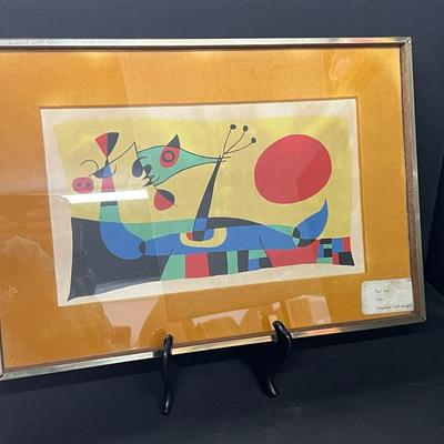Joan Miro “Peacock Feathers” Lithograph Print - 13.5x20” Framed
