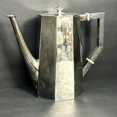 Sterling Silver (Marked) Art Deco Coffee Pot - 10”h