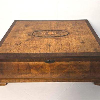 Vintage Inlaid & Burl Wood Box - 16x11.5x5”