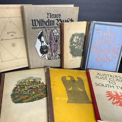 Vintage & Antique German Language Books, Plus 2 Cigarette Card Albums