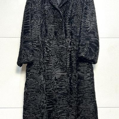 Swakara Black South West African Karakul Lamb Coat - 42” Long