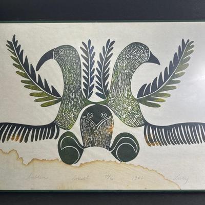Lucy Qinnuayuak Signed & Numbered Print “Emblem” 24/50 - 16x23”
