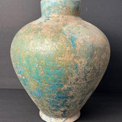 Ancient Persian/Syrian STYLE Turquoise Glazed Earthenware Globular Vessel - 11.5”