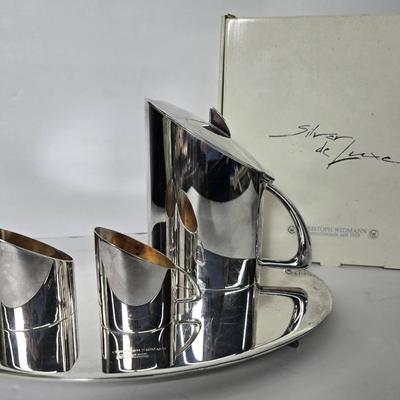 Christoph Widmann Quintessence Silver De Luxe 3-Piece Silver Plate Mocca Set In Box, Plus Tray