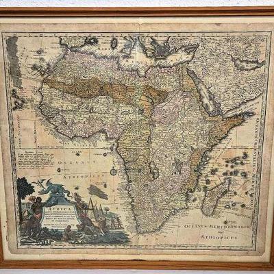 Antique 18th Century Map Of Africa By Mathaus Seutter - Map Is 21x24”