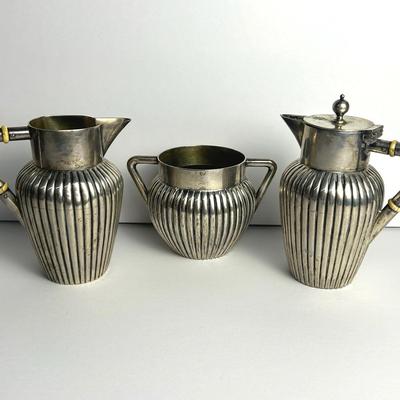 Antique Austrian 800 Silver Coffee Set Pitchers  - With 1872 Diana Date Mark & HH Hallmark