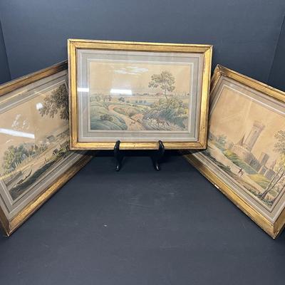 Early 19th Century Austrian Landscape Watercolors - Framed 11.5x15”