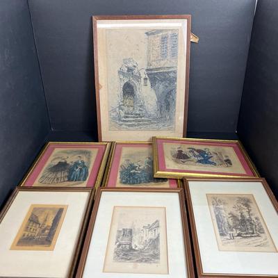 Antique European Prints & French Fashion Plates (7) - 11x9” To 7.5x13”