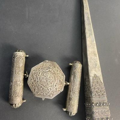 Silver (Tested) Arabic Amulet Box & Asian Pyramidal Box