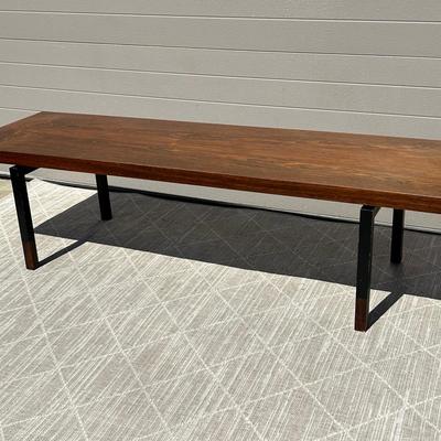 Johannes Aasbjeg Danish Mid-Century Rosewood & Steel Coffee Table - 65x19.5x16.75"
