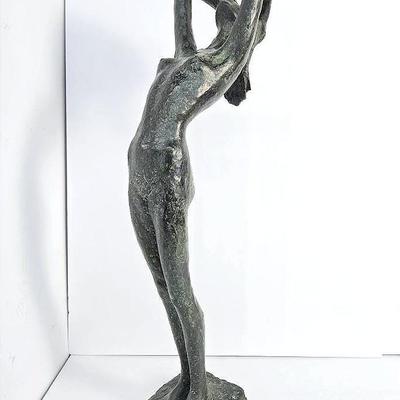 Vintage Bronze Female Nude Sculpture - 23"