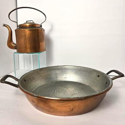 Copper Teapot & Hammered Bottom 13" Pan