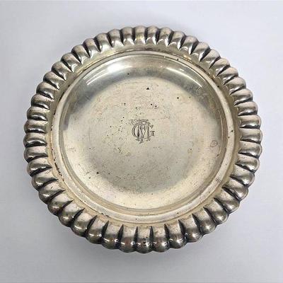 Austrian Marked 800 Silver Shallow Bowl - 7.5” Diameter, Engraved With Monogram 