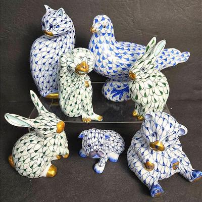 Andrea By Sadek Porcelain Fishnet Animal Figurines (7) - 7.5" to 3.5"