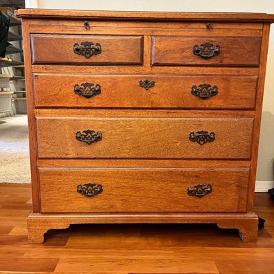 30x29x18 Solid Wood Chest Of Drawers With Brass Pulls