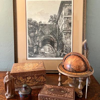 Framed etching "Avanzi del Palazzo dè Cesari sul Monte Palatino" (Remains of the Pa