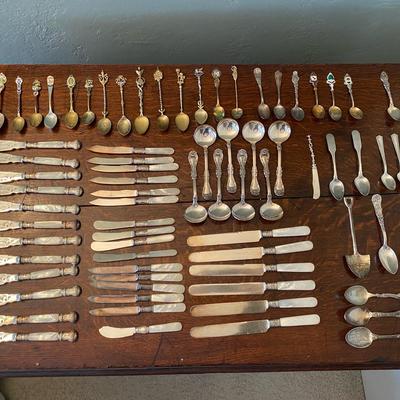 Antique Sterling Silver Cutlery W/ Mother Of Pearl 