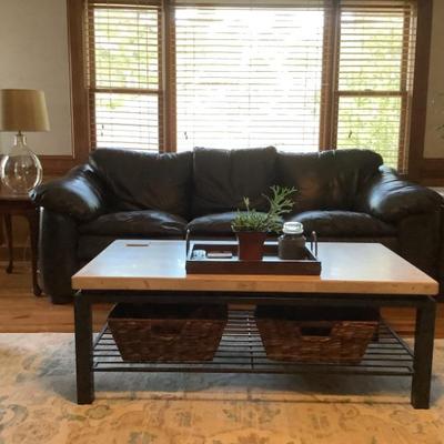 Leather sofa and coffee table