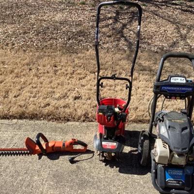 Electric trimmer, rototiller & power washer