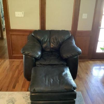 Leather chair & ottoman