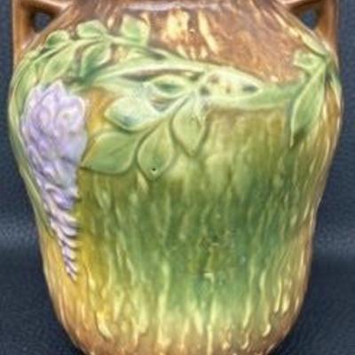 Vintage Roseville Pottery Wisteria Tan 1933 Vase - 634-7