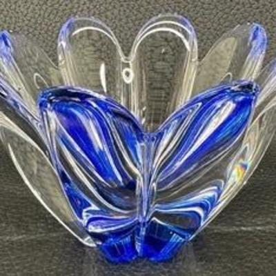 Orrefors Mayflower Art Glass Jan Johansson Design 4790/11 Petal Shaped Bowl Sign