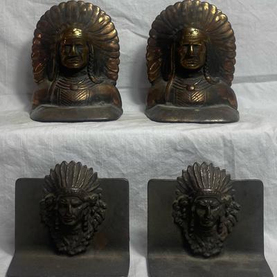Cast Iron Native American Bookends