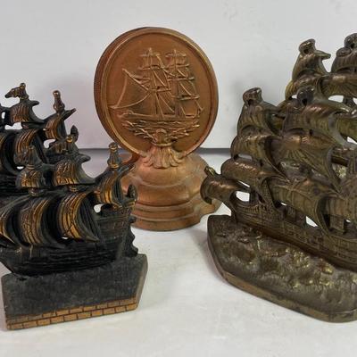Vintage Spanish Galleon Ship Bookends + Other Nautical Themed Bookends