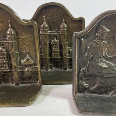 Cast Iron Bronze/Brads Vintage Bookends