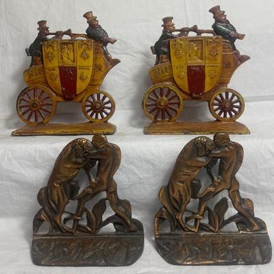 Cast Iron Wagon Bookends 