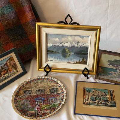 Original Oil Painting By EJ Thomas, MCM Wool Multicolored Blanket And More