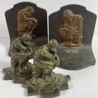 Vintage Bradley And Hubbard  Study, Science, Thinker Bookends 