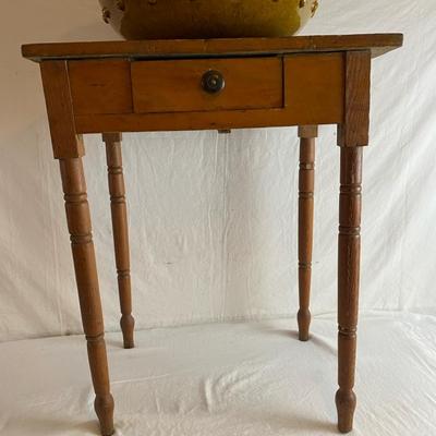 Vintage Side Table And Large Pottery