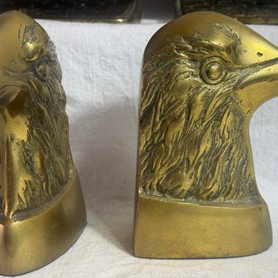 Vintage Brass Art-Deco Eagle Head Bookends