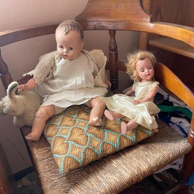 Antique Maple Corner Chair/Doll & Bunny