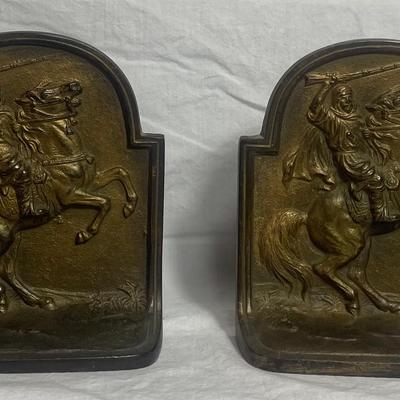 Bronze & Cast Iron Lion Book Ends