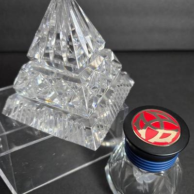 Waterford Crystal Pyramid Paperweight & Twsbi Inkwell